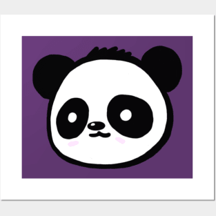 Drawing of cute panda face Posters and Art